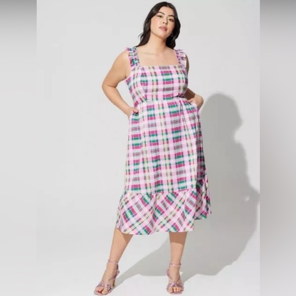 Torrid Mini Poplin Tiered Ruffle Strap Dress - Picture 4 of 4
